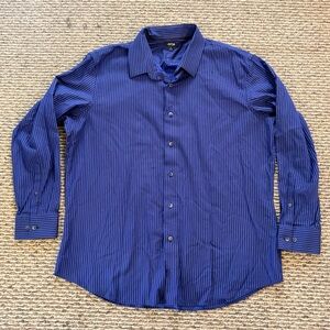 Apt 9 Mens Button Down Shirt Blue striped Size XL
